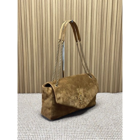 Replica Borsa a mano grande Calypso Envelope YSL Saint Laurent scamosciata marrone