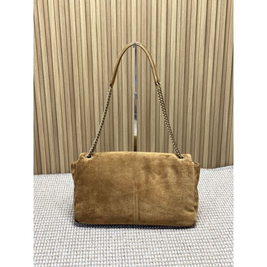 Replica Borsa a mano grande Calypso Envelope YSL Saint Laurent scamosciata marrone