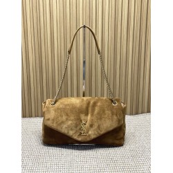 Borsa a mano grande Calypso Envelope YSL Saint Laurent scamosciata marrone