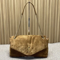 Replica Borsa a mano grande Calypso Envelope YSL Saint Laurent scamosciata marrone