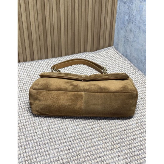 Replica Borsa a mano grande Calypso Envelope YSL Saint Laurent scamosciata marrone
