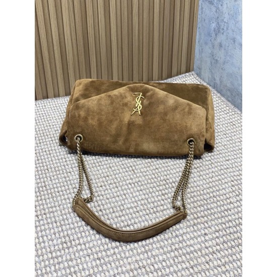 Replica Borsa a mano grande Calypso Envelope YSL Saint Laurent scamosciata marrone