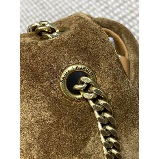 Replica Borsa a mano grande Calypso Envelope YSL Saint Laurent scamosciata marrone