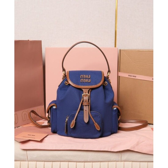 Replica Zaino in tela Miumiu 5BZ043 blu Imitazioni Replica Zaino in tela Miumiu 5BZ043 blu