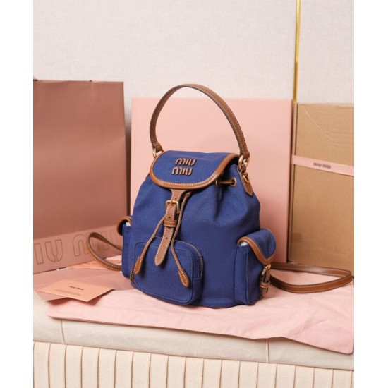 Replica Zaino in tela Miumiu 5BZ043 blu Imitazioni Replica Zaino in tela Miumiu 5BZ043 blu