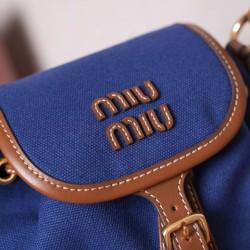Replica Zaino in tela Miumiu 5BZ043 blu