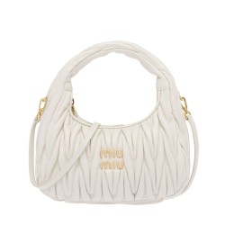Borsa hobo mini Miu Miu Wander Matelasse Bianco