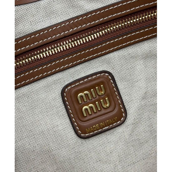 Replica Borse Alta Qualità a tracolla in tela Miumiu IVY 5BG231 caffè Imitazioni Replica Borse Alta Qualità a tracolla in tela Miumiu IVY 5BG231 caffè
