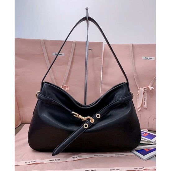 Replica Borsa a tracolla Miumiu Adventure Nappa 5BC181 Nero