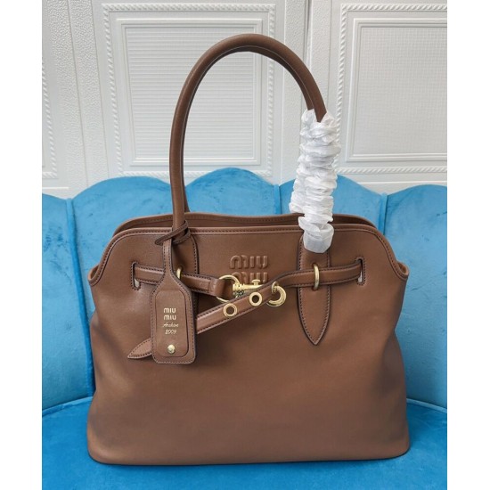 Replica Borsa tote Miu Miu Adventure nappa 5BG291 Caffè Imitazioni Replica Borsa tote Miu Miu Adventure nappa 5BG291 Caffè