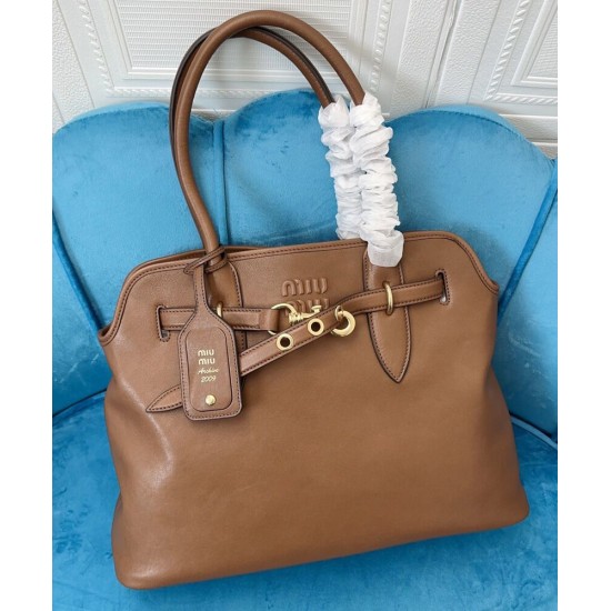 Replica Borsa tote Miu Miu Adventure nappa 5BG291 Caffè Imitazioni Replica Borsa tote Miu Miu Adventure nappa 5BG291 Caffè