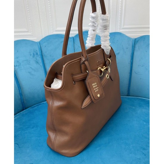 Replica Borsa tote Miu Miu Adventure nappa 5BG291 Caffè Imitazioni Replica Borsa tote Miu Miu Adventure nappa 5BG291 Caffè