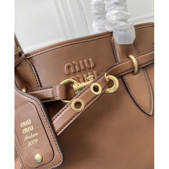 Replica Borsa tote Miu Miu Adventure nappa 5BG291 Caffè Imitazioni Replica Borsa tote Miu Miu Adventure nappa 5BG291 Caffè