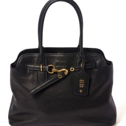 Replica Borsa tote Miu Miu Adventure nappa 5BG291 Nero