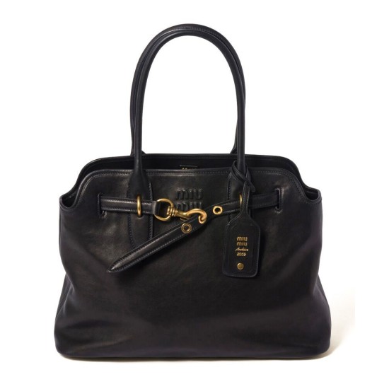Replica Borsa tote Miu Miu Adventure nappa 5BG291 Nero Imitazioni Replica Borsa tote Miu Miu Adventure nappa 5BG291 Nero