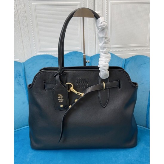 Replica Borsa tote Miu Miu Adventure nappa 5BG291 Nero Imitazioni Replica Borsa tote Miu Miu Adventure nappa 5BG291 Nero