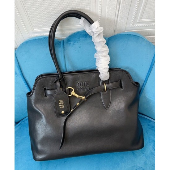 Replica Borsa tote Miu Miu Adventure nappa 5BG291 Nero Imitazioni Replica Borsa tote Miu Miu Adventure nappa 5BG291 Nero