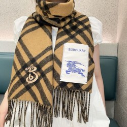 Sciarpa in cashmere con motivo check Burberry e orlo con nappe Nero/marrone 30 x 168