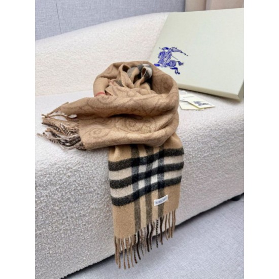 Replica Dettagli perfetti Sciarpa reversibile Burberry cashmere con motivo check e scudo B beige archivio 30 x 168