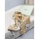 Replica Sciarpa/coperta lana con motivo check Burberry etichetta equestre 30 x 180 Beige