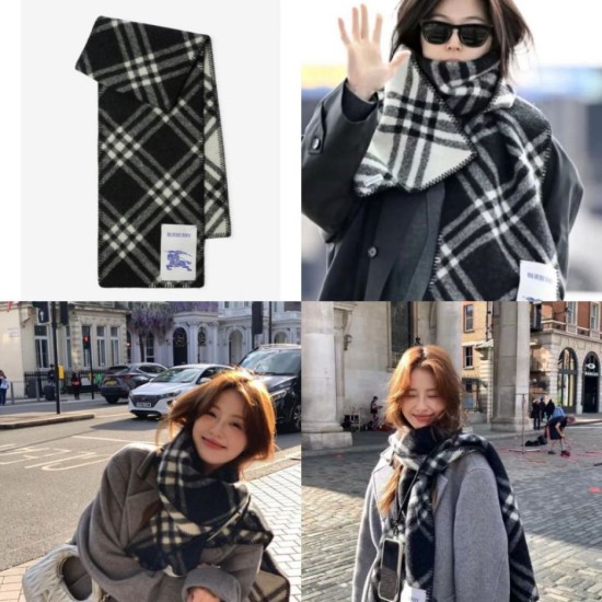 Replica Sciarpa/coperta lana con motivo check Burberry etichetta equestre 30 x 180 Nero Imitazioni Replica Sciarpa/coperta lana con motivo check Burberry etichetta equestre 30 x 180 Nero