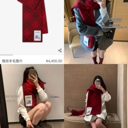 Replica Borsa Dettagli perfetti Sciarpa/coperta lana con motivo check Burberry etichetta equestre 30 x 180 Rosso