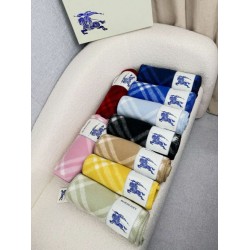 Sciarpa/coperta lana con motivo check Burberry etichetta equestre 30 x 180 Blu