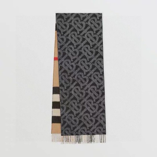 Replica Dettagli perfetti Sciarpa reversibile TB cashmere/lana con motivo a quadri Burberry 30 x 180 Nero/marrone Imitazioni Replica Dettagli perfetti Sciarpa reversibile TB cashmere/lana con motivo a quadri Burberry 30 x 180 Nero/marrone