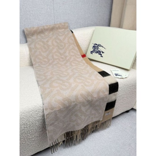 Replica Sciarpa reversibile TB cashmere/lana con motivo a quadri Burberry 30 x 180 Beige/marrone Imitazioni Replica Sciarpa reversibile TB cashmere/lana con motivo a quadri Burberry 30 x 180 Beige/marrone
