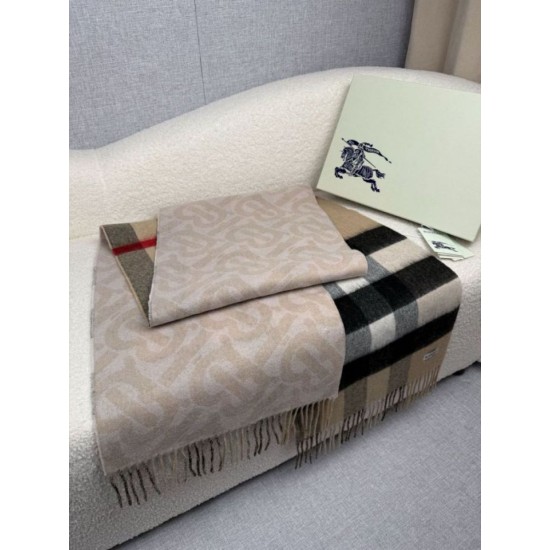 Replica Sciarpa reversibile TB cashmere/lana con motivo a quadri Burberry 30 x 180 Beige/marrone Imitazioni Replica Sciarpa reversibile TB cashmere/lana con motivo a quadri Burberry 30 x 180 Beige/marrone
