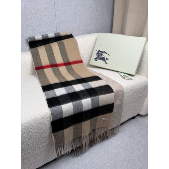 Replica Sciarpa reversibile TB cashmere/lana con motivo a quadri Burberry 30 x 180 Beige/marrone Imitazioni Replica Sciarpa reversibile TB cashmere/lana con motivo a quadri Burberry 30 x 180 Beige/marrone
