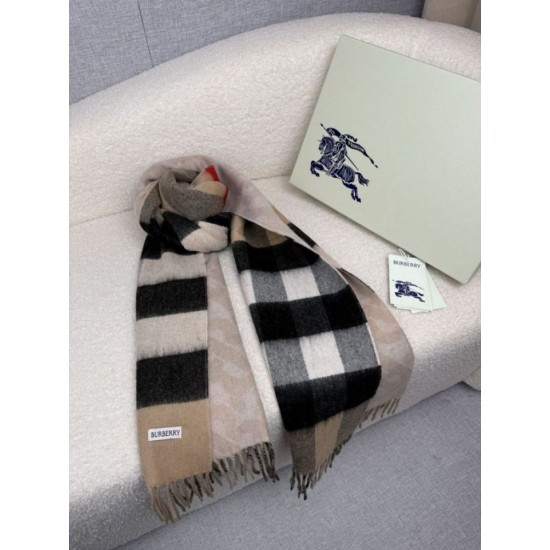 Replica Sciarpa reversibile TB cashmere/lana con motivo a quadri Burberry 30 x 180 Beige/marrone Imitazioni Replica Sciarpa reversibile TB cashmere/lana con motivo a quadri Burberry 30 x 180 Beige/marrone