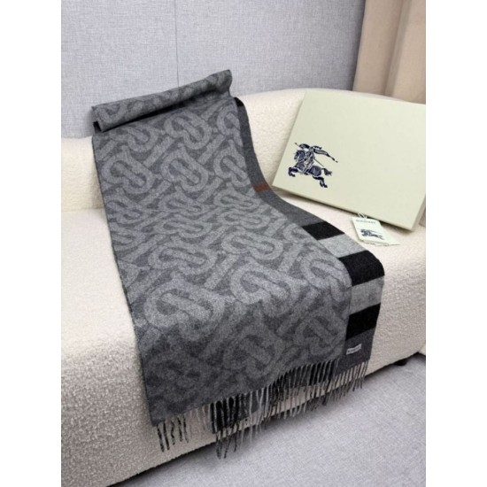 Replica Sciarpa reversibile TB cashmere/lana con motivo a quadri Burberry 30 x 180 Nero