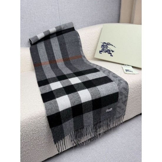 Replica Sciarpa reversibile TB cashmere/lana con motivo a quadri Burberry 30 x 180 Nero