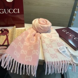 Replica falso Sciarpa Gucci GG in misto lana alpaca 37 x 200 rosa