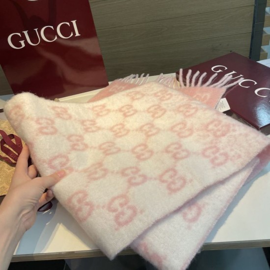 Replica falso Sciarpa Gucci GG in misto lana alpaca 37 x 200 rosa Imitazioni Replica falso Sciarpa Gucci GG in misto lana alpaca 37 x 200 rosa