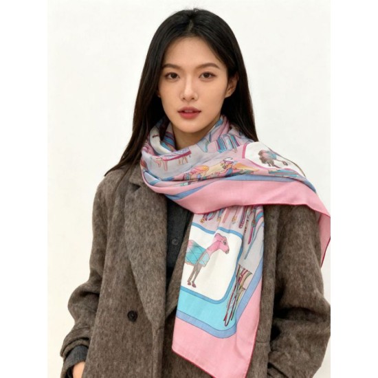 Replica Pari Scialle reversibile Gucci velluto con stampa cavalli 140 Rosa