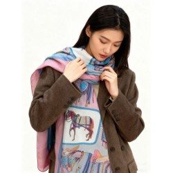 Pari Scialle reversibile Gucci velluto con stampa cavalli 140 Rosa