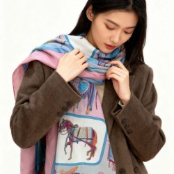 Replica Pari Scialle reversibile Gucci velluto con stampa cavalli 140 Rosa