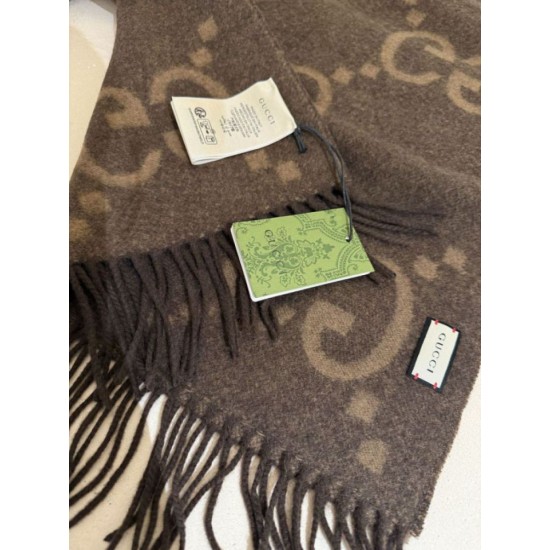 Replica Sciarpa Gucci GG Cashmere Jacquard marrone 35 x 190 Imitazioni Replica Sciarpa Gucci GG Cashmere Jacquard marrone 35 x 190