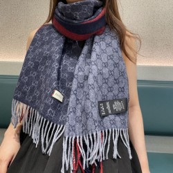 Replica Scialle/sciarpa classica cashmere Gucci 36 x 180 Blu