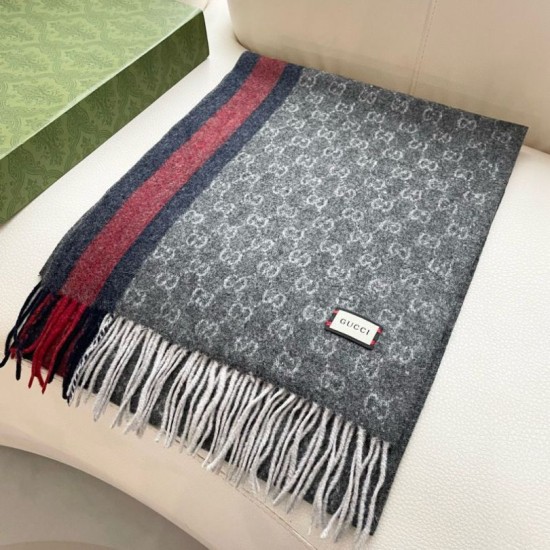 Replica Scialle/sciarpa classica cashmere Gucci 36 x 180 Grigio Imitazioni Replica Scialle/sciarpa classica cashmere Gucci 36 x 180 Grigio