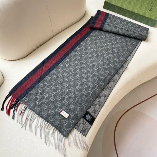 Replica Scialle/sciarpa classica cashmere Gucci 36 x 180 Grigio Imitazioni Replica Scialle/sciarpa classica cashmere Gucci 36 x 180 Grigio
