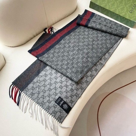 Replica Scialle/sciarpa classica cashmere Gucci 36 x 180 Grigio Imitazioni Replica Scialle/sciarpa classica cashmere Gucci 36 x 180 Grigio