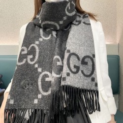Replica Borsa Sciarpa reversibile Gucci GG cashmere Nero 50 x 190