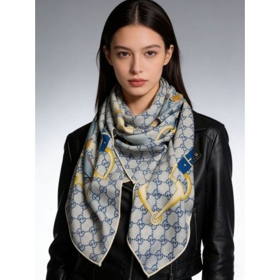 Replica Scialle reversibile Gucci seta e cashmere Modello di equitazione 140 01