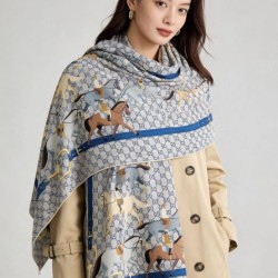 Replica Scialle reversibile Gucci seta e cashmere Modello di equitazione 140 01