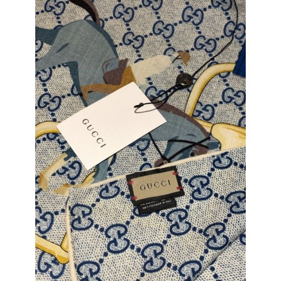 Replica Scialle reversibile Gucci seta e cashmere Modello di equitazione 140 01