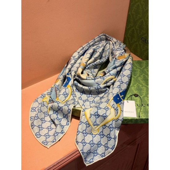 Replica Scialle reversibile Gucci seta e cashmere Modello di equitazione 140 01