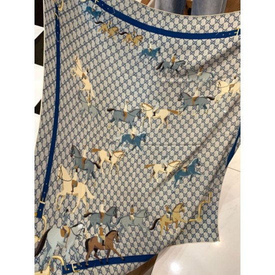 Replica Scialle reversibile Gucci seta e cashmere Modello di equitazione 140 01